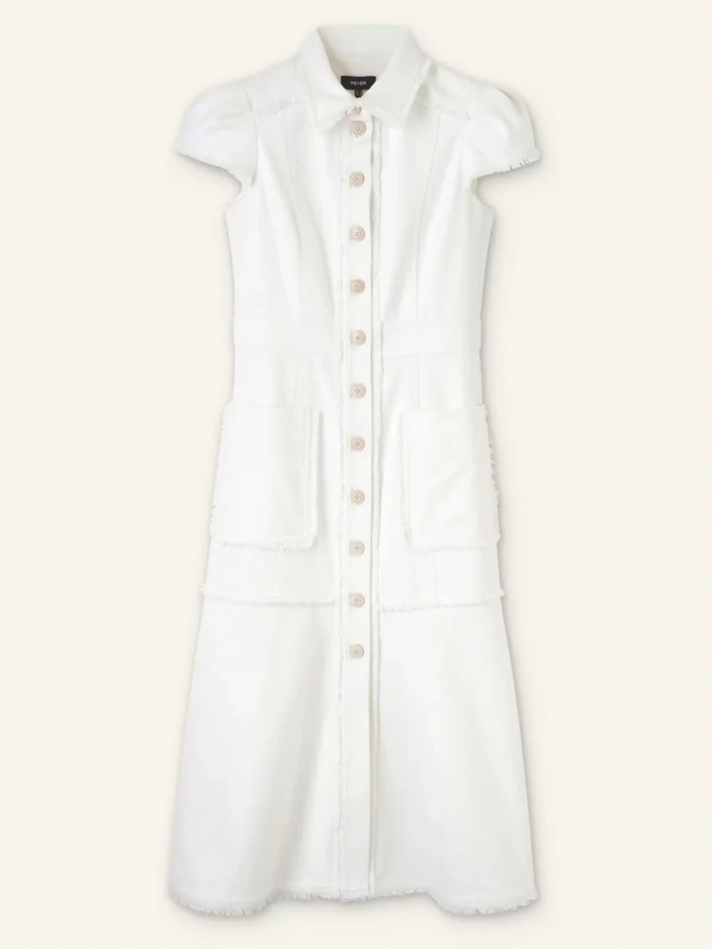 ME+EM Cotton-Blend Fringed Midi Dress White Size US 4 - Picture 4 of 14